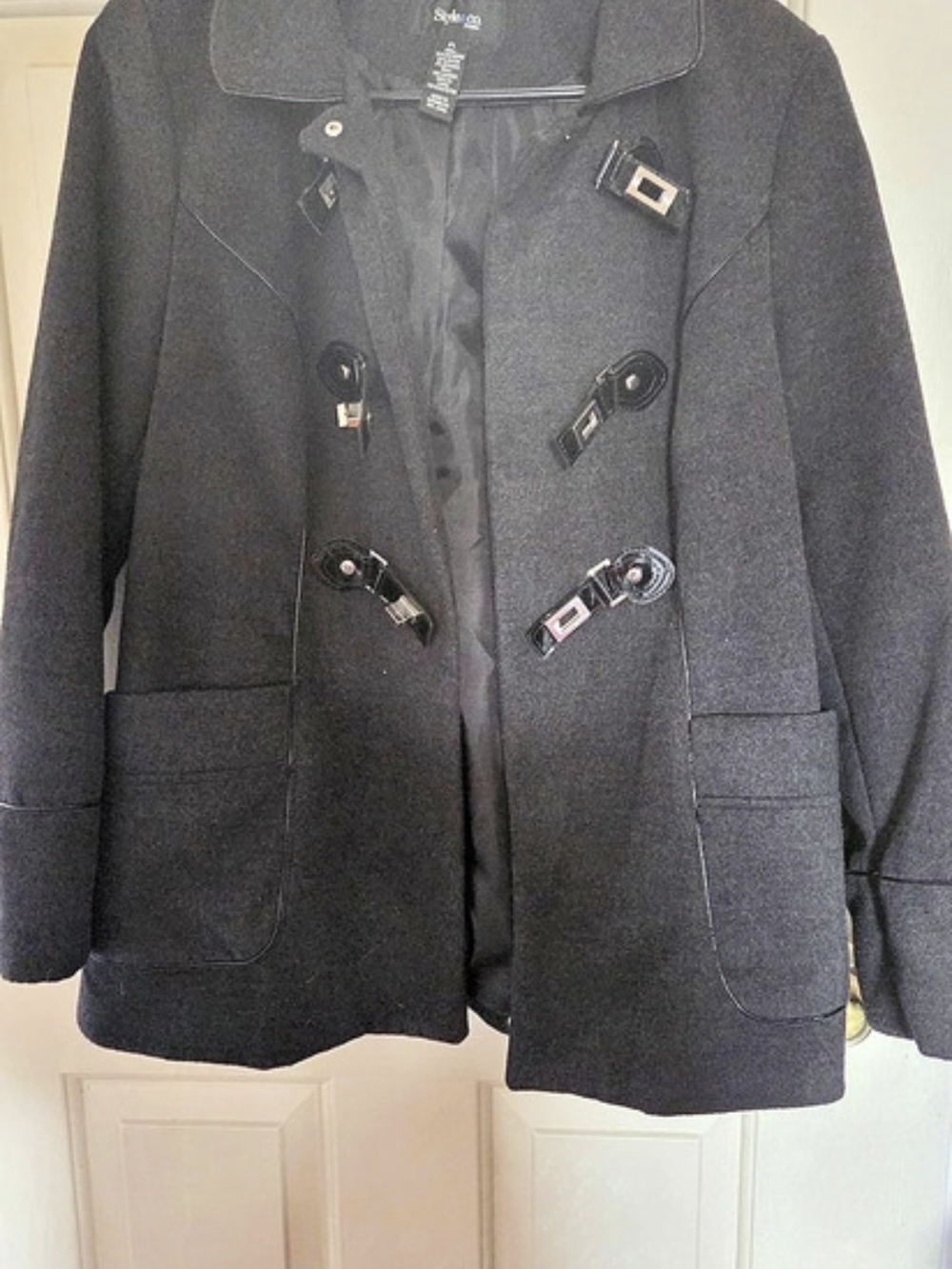 Style & Co Hooded Toggle Coat Black Medium